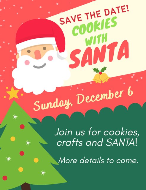 Cookies with Santa save the date &mdash; Sunday, December 6, 2026